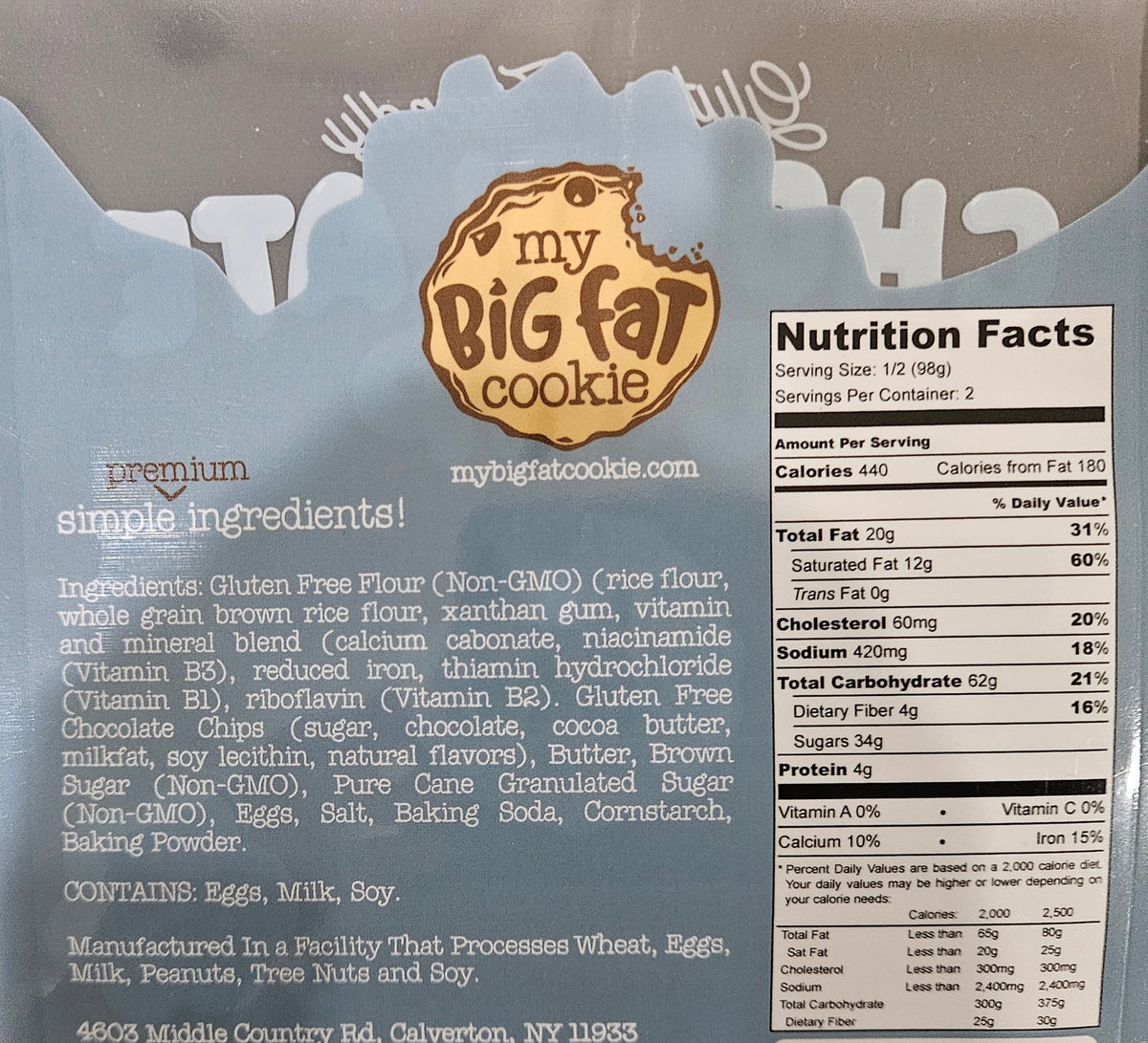 braveONE T1D LARGE GLUTEN FRIENDLY Chocolate Chip