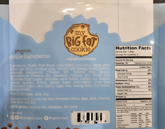 braveONE T1D 2-Pack Little Fatties: Gluten Friendly Chocolate Chip
